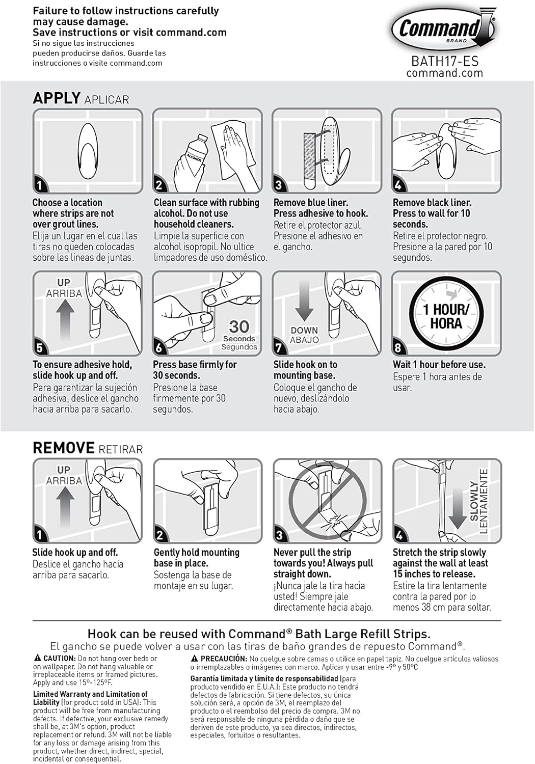 Command Bath Large Towel Hook Value Pack. Clear Frosted. 3-Large Hooks. 3-Water-Resistant Strips. Organize Damage-Free - Image 11