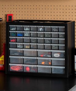 Alternative view of IRIS USA 44-Drawer Small Parts Organizer. Made in USA. Storage Drawers for Screws. Nuts. Bolts. Electronics. Hardware. Beads. Crafts. Building Bricks. Stackable Garage Storage Cabinet. Black