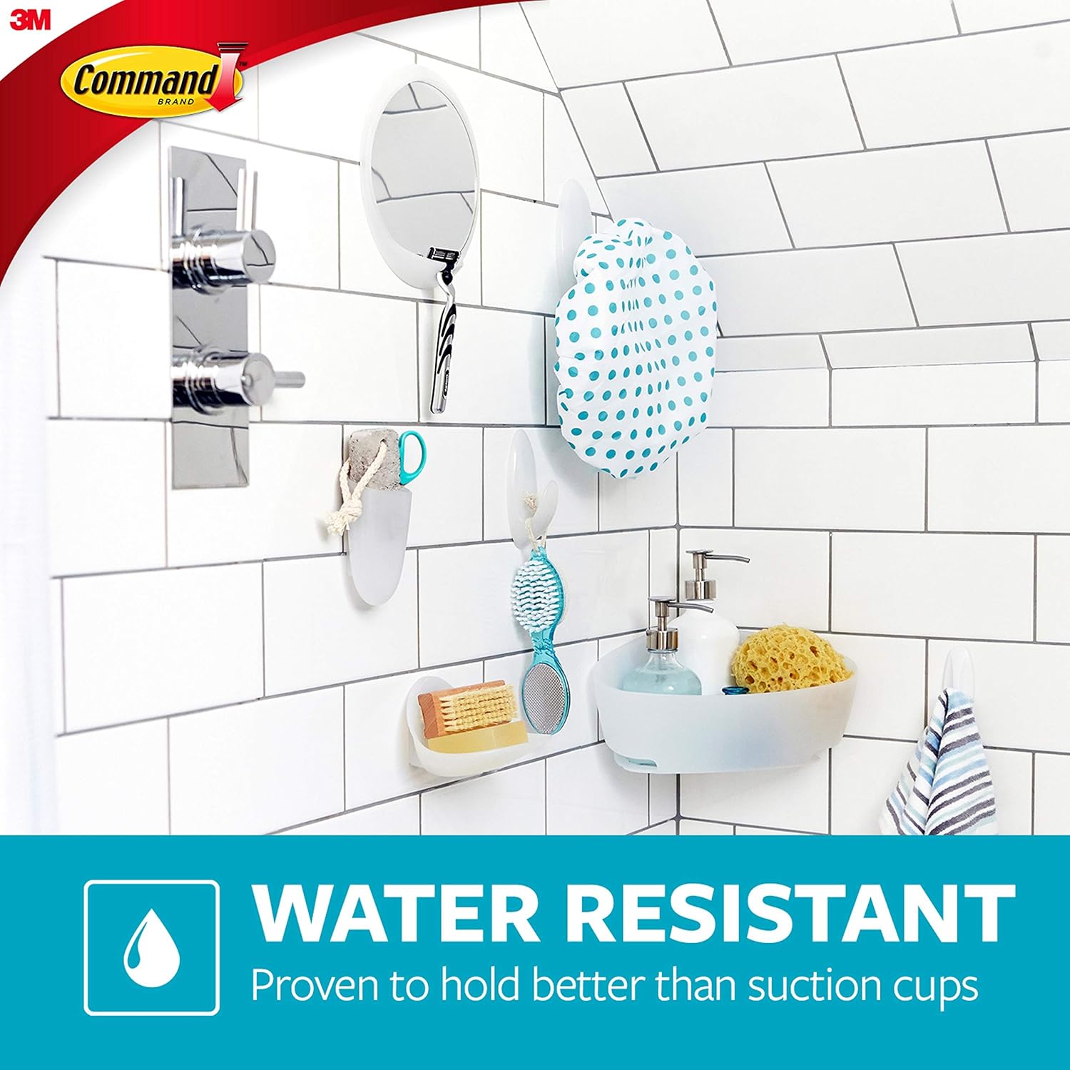 Command Bath Large Towel Hook Value Pack. Clear Frosted. 3-Large Hooks. 3-Water-Resistant Strips. Organize Damage-Free - Image 5